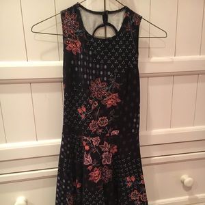 Floral print black summer/spring skater dress